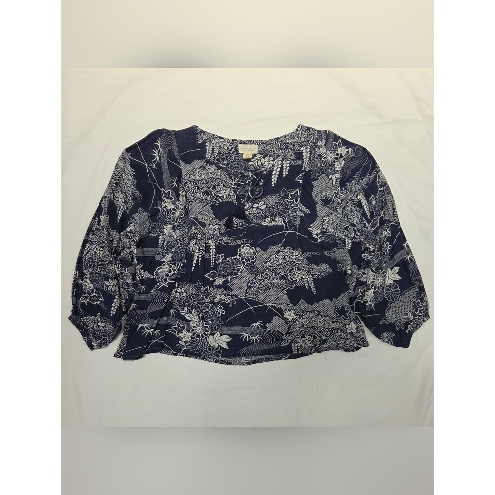 Ralph Lauren Denim and Supply Botanical Blue Viscose Blend Top L